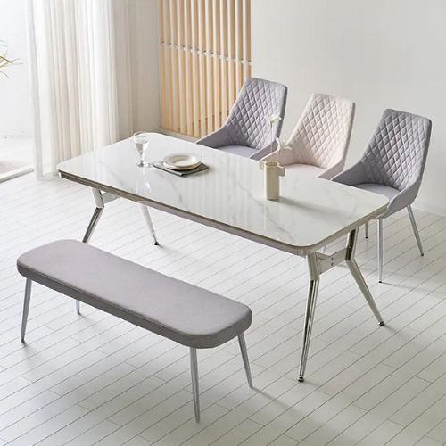 우아미가구 제엘 양면 세라믹 실버 프레임 식탁 1800