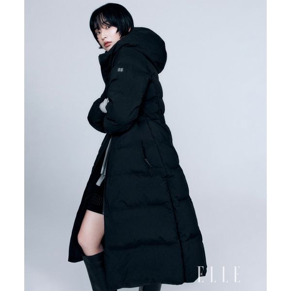 코오롱스포츠 쿠치 벨티드 롱 다운 TVJDW25622BLK