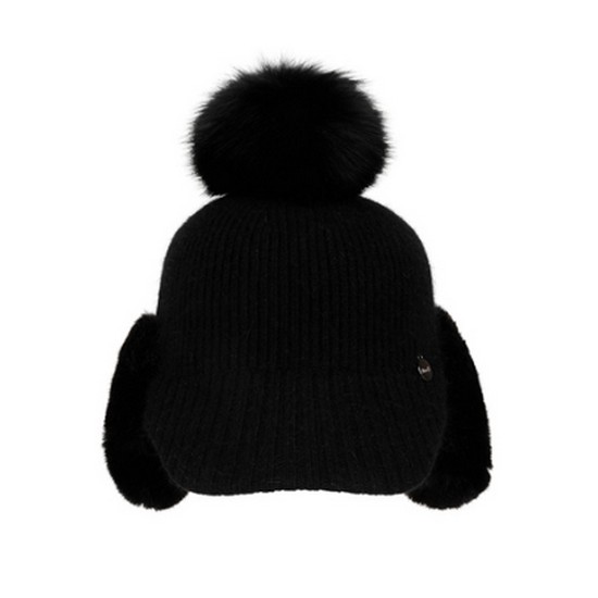 듀빅  앙고라 니트 퍼 귀달이 골프모자 DF4WAP792BK