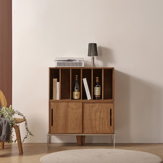 홈인홈 북다방 2단 스틸다리형 라왕 원목 LP 수납장 830