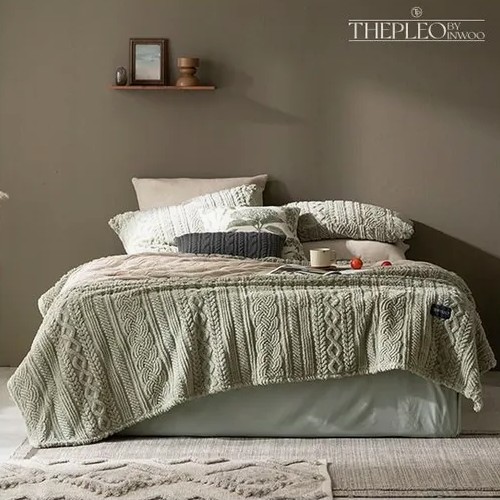 더플레오 니트 자카드 극세사 담요