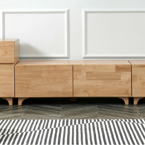 사사가구 로레나 1단 고무나무 원목 거실장 1004