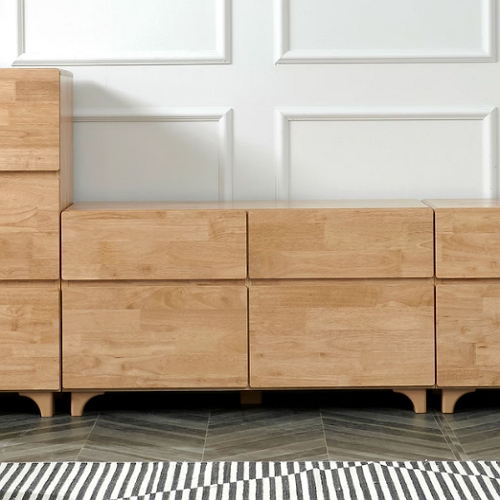 사사가구 로레나 2단 고무나무 원목 거실장 1004