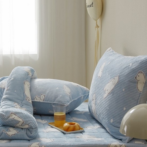 룸마이룸 베어 겨울 극세사 베개커버