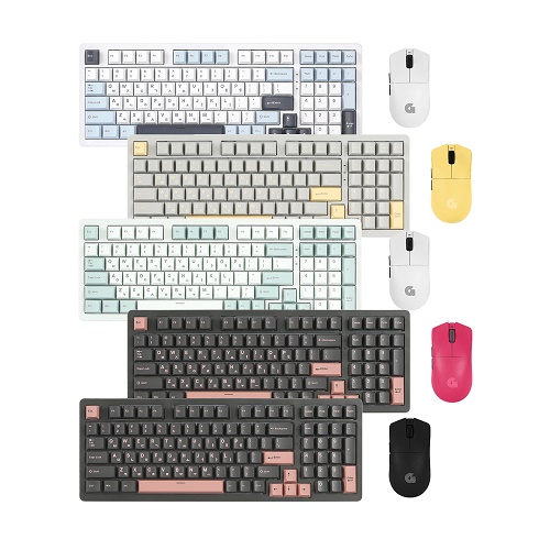 지클릭커  WMK790 유무선 기계식 키보드 마우스 세트 크레용옐로우