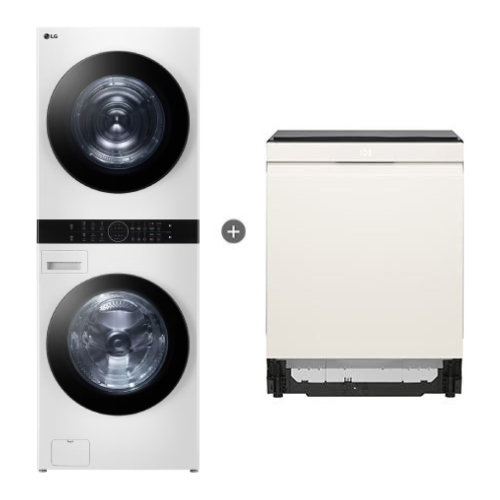 LG전자 트롬 오브제컬렉션 워시타워 W21WAM + 식기세척기 DUE6BGL1E