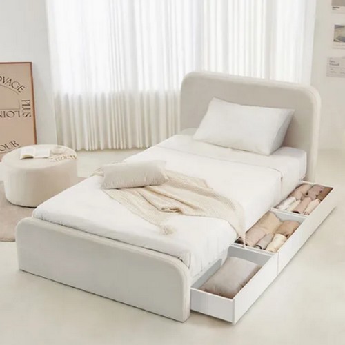 동서가구 소프티 아쿠아텍스 패브릭 호텔 LED 수납 침대 SS