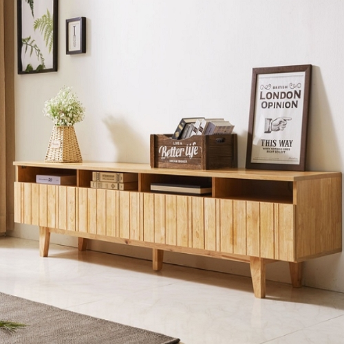 저스틴퍼니처 리빙 선반형 러버우드 원목 거실장 2000