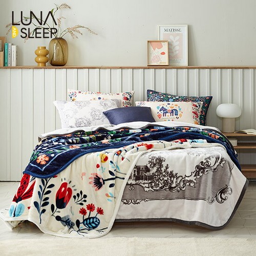 리빙룸 루나앤슬립 양면 극세사 이불 겸 블랭킷