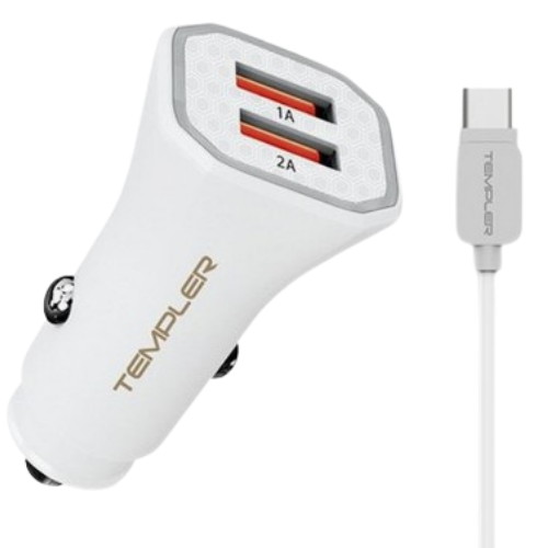 지스타코리아 TEMPLER USB 2포트 차량용 충전기 CC-5V3AU2 + C타입 케이블
