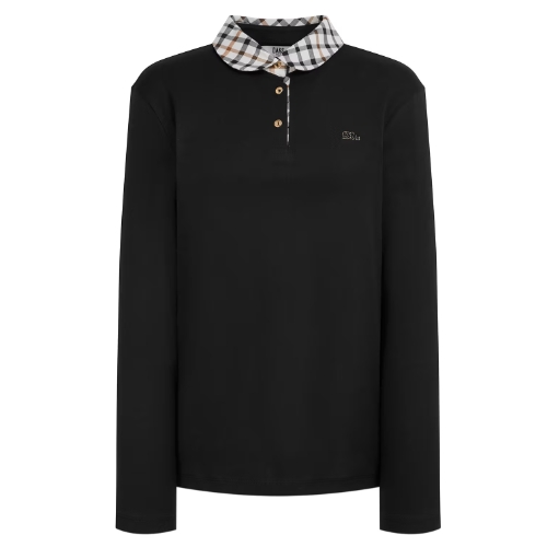 닥스골프 로고자수 면 긴팔폴로티셔츠 WNTS5A001BK