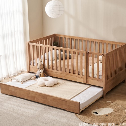 스칸디아 시몬 원목 어린이 2단 슬라이딩 데이베드 침대 SS+가드+도어