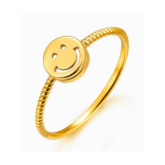 한국금다이아몬드  순금 반지 행운 럭키 스마일 1.51g