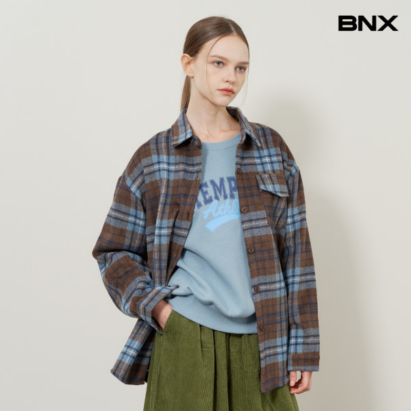 BNX 체크 포켓 기모 셔츠 BX4BL001L0