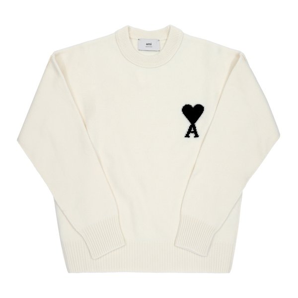 아미 꾀흐 빅 하트 로고 인타르시아 니트 UKS838 018 151