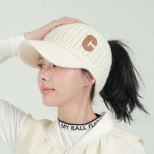 지니골프  오픈형 겨울 니트 털 썬캡