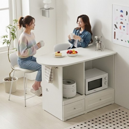 지베스 위드 반타원형 렌지대 홈바 아일랜드 식탁 1200