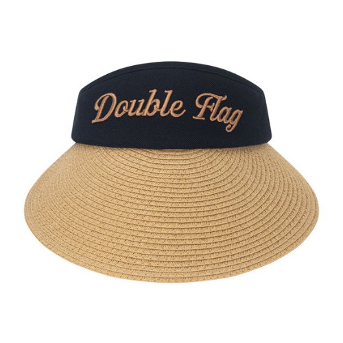 LF 더블플래그 천연초 레터 포인트 고높은 와이드 썬캡 블랙 DWHE6E412BK