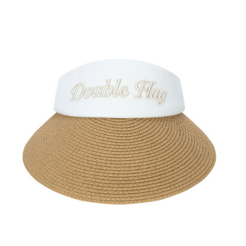 LF 더블플래그 천연초 레터 포인트 고높은 와이드 썬캡 아이보리 DWHE6E412IV