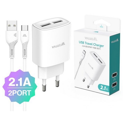 디엠케이코리아 밸류엠 2.1A 2포트 충전기 VM-N16ST2U210
