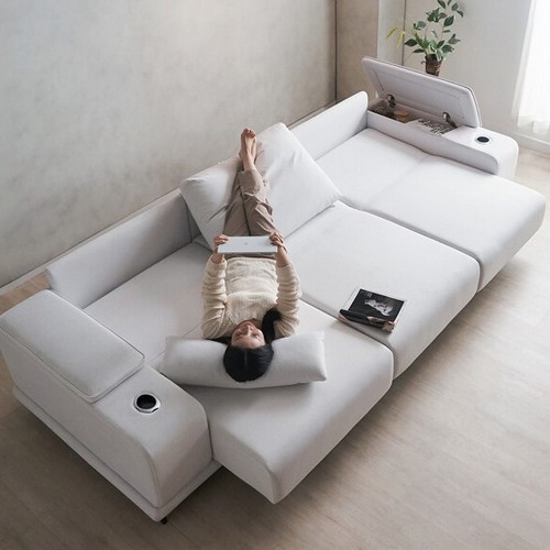 에보니아 리드 기본형 모션 슬라이딩 패브릭 소파 4인용