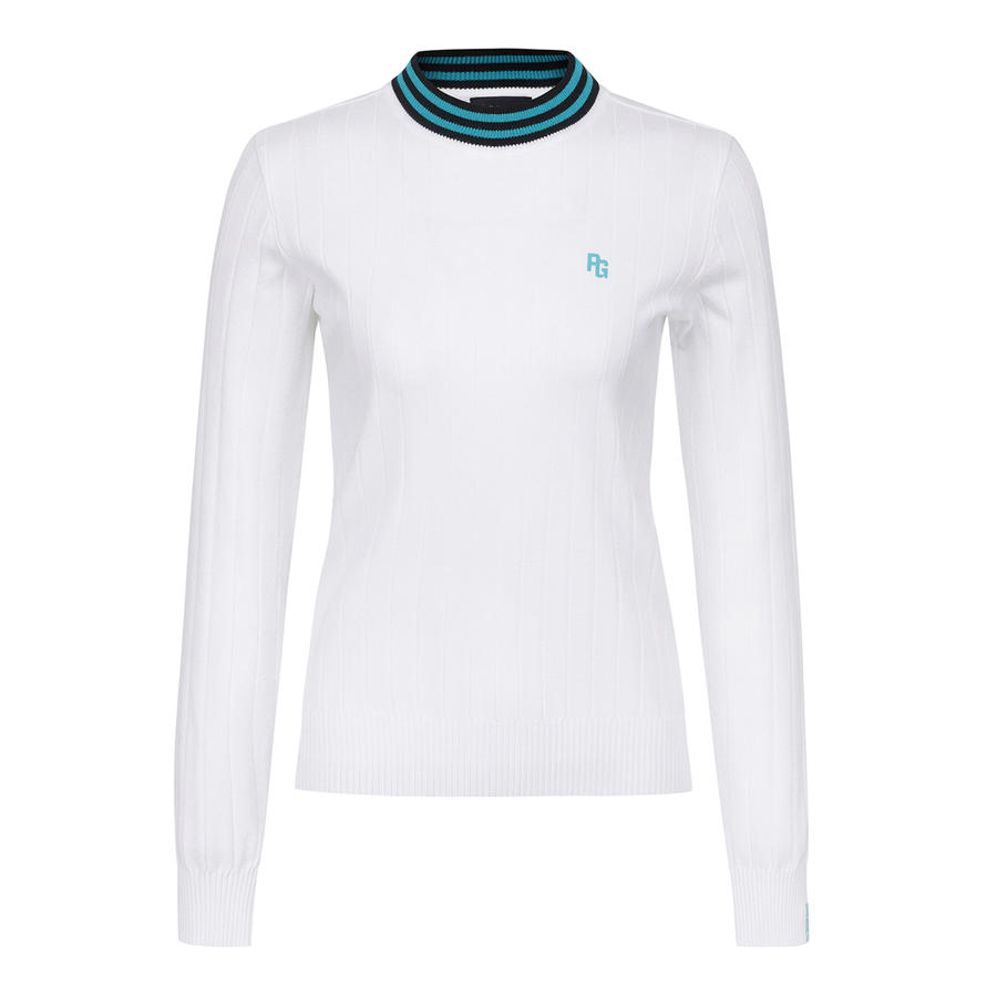 크리스패션 파리게이츠 백 로고 자카드 리브 긴팔니트 521F1SR303_WH