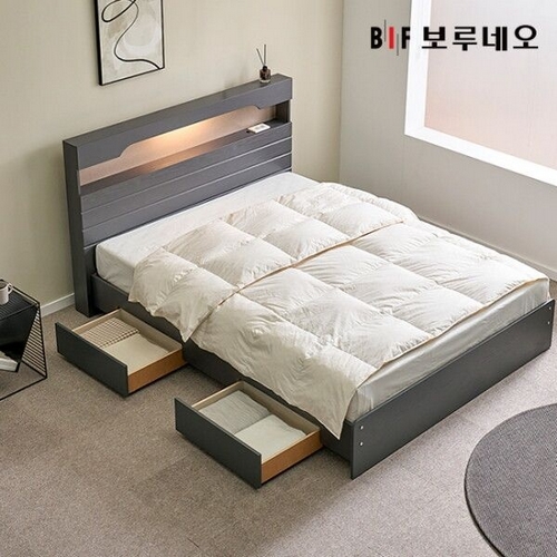 BIF보루네오 앳홈 카리나 일반 2단서랍 벙커수납 LED침대 Q
