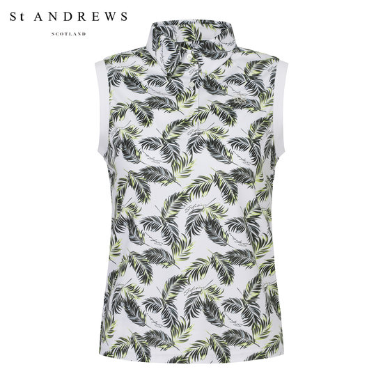 세인트앤드류스 팜 리프 STA 로고 프린트 민소매 티셔츠 821C2TS066_WH