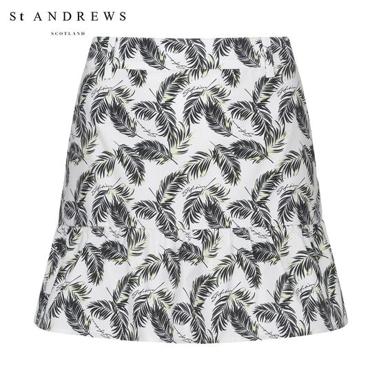 세인트앤드류스 팜 리프 STA 로고 프린트 프릴 스커트 821C2PN360_WH