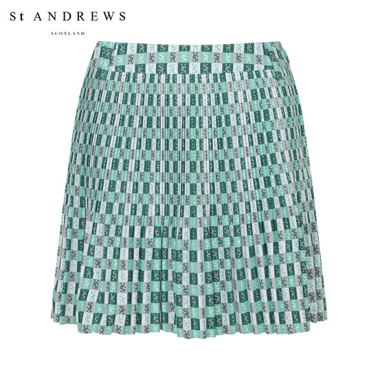 세인트앤드류스 로고 블럭 잔플리츠 큐롯 스커트 821C2PC392_GN