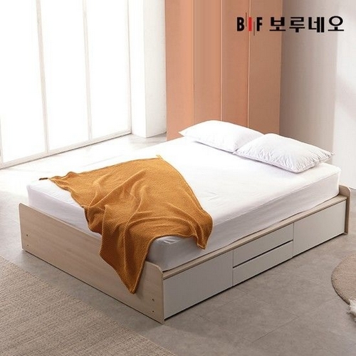 BIF보루네오 앳홈 루크 무헤드 4단서랍 침대 Q
