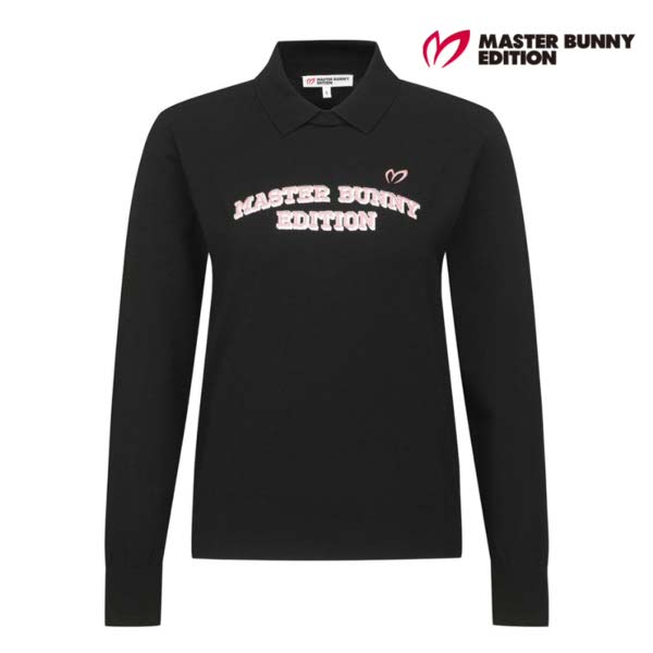 마스터바니에디션 솔리드 컬러 자수 카라 긴팔 니트 421F1SR101_BK