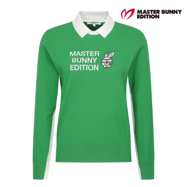 마스터바니에디션 솔리드 컬러 자수 카라 긴팔 니트 421F1SR101_GN