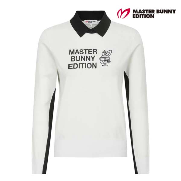 마스터바니에디션 솔리드 컬러 자수 카라 긴팔 니트 421F1SR101_WH