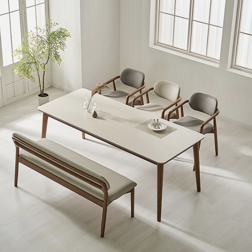 모나코가구 아빌라 포세린 세라믹 고무나무 원목 식탁 1900