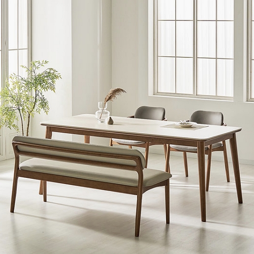 모나코가구 아빌라 포세린 세라믹 고무나무 원목 식탁 1600