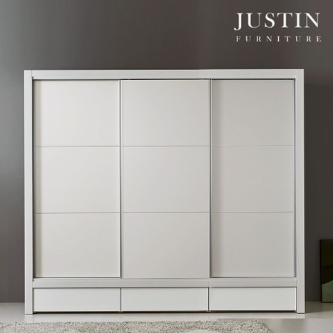 저스틴퍼니처  라인 화이트 슬라이딩 고급형 장롱 2850