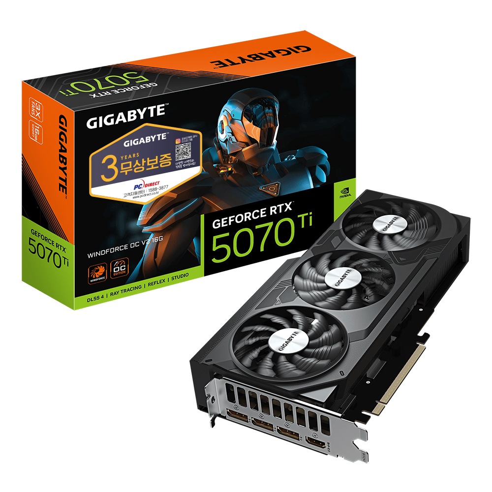 GIGABYTE  지포스 RTX 5070 Ti WINDFORCE OC V2 D7 16GB 피씨디렉트