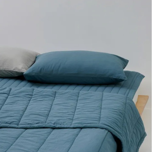 신세계인터내셔날 코튼 워싱 피그먼트 베개커버 틸블루