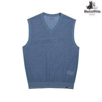 블랙앤화이트 메쉬 조직 브이넥 니트 베스트 2006GAVC