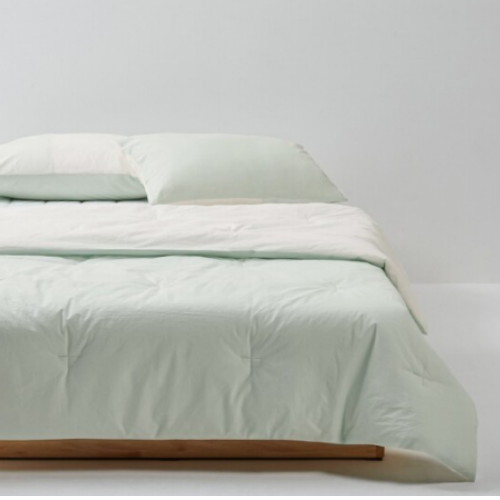 신세계인터내셔날 사각사각 코튼 배색 차렵이불 민트화이트