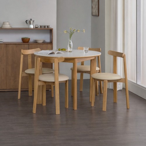 파로마 아바 원형 세라믹 원목 식탁 1000