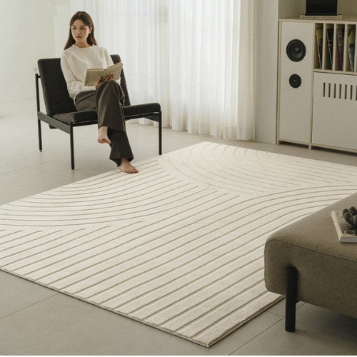 한빛카페트 젠 카빙 하이로우 워셔블 단모 러그