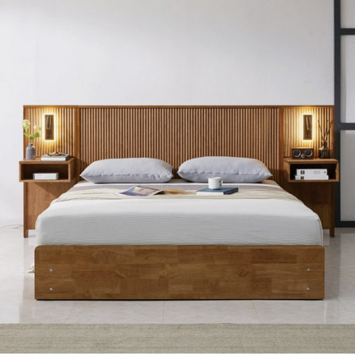 BIF보루네오 호텔라인 KC759 원목침대 Q+사이드패널2개