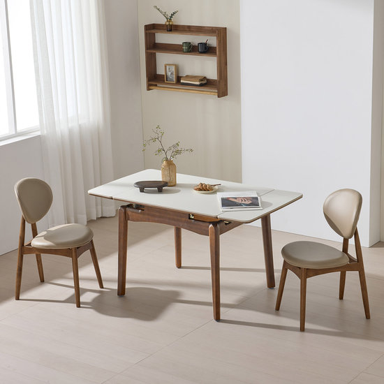 잉글랜더 타볼라 알리 무광 통세라믹 원목 접이식 확장형 식탁