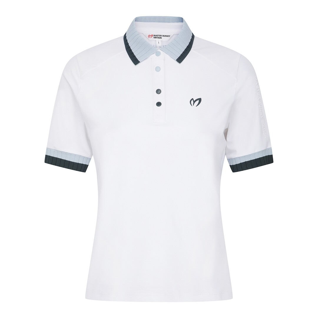 마스터바니에디션 리브 니트 카라 커프스 반팔티셔츠 421F2TO309_WH