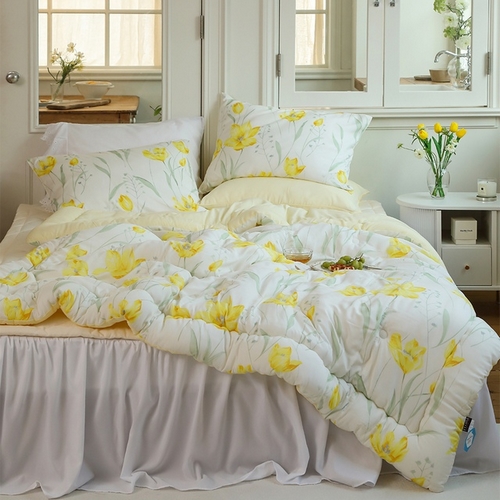 플로라 옐로우가든 텐셀 모달 100 차렵이불 패드세트