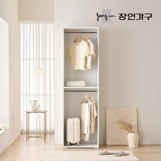 장인가구  클래드 드레스룸 시스템 2단 행거 옷장 600