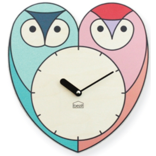 베짓  부자되는 커플부엉이 무소음 벽시계