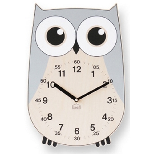 베짓  부자되는 부엉이 무소음 벽시계 (그레이)